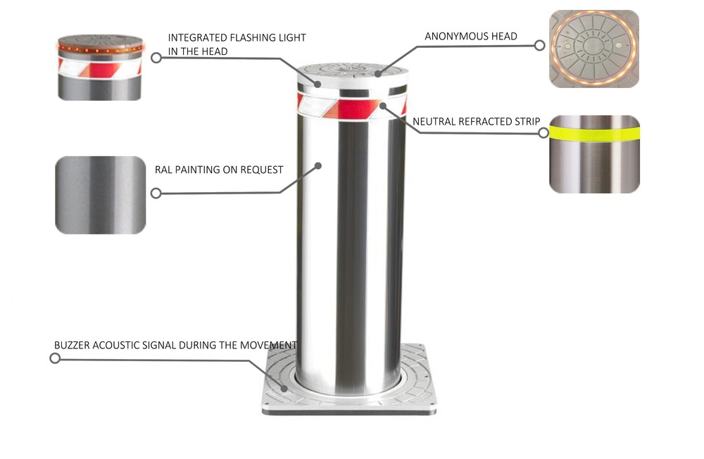 stainless steel automatic bollard hydraulic
