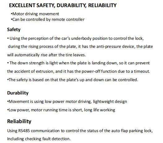 parking flap lock parameter